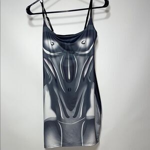 Halfhearted Stylish Black and Gray Slip Dress